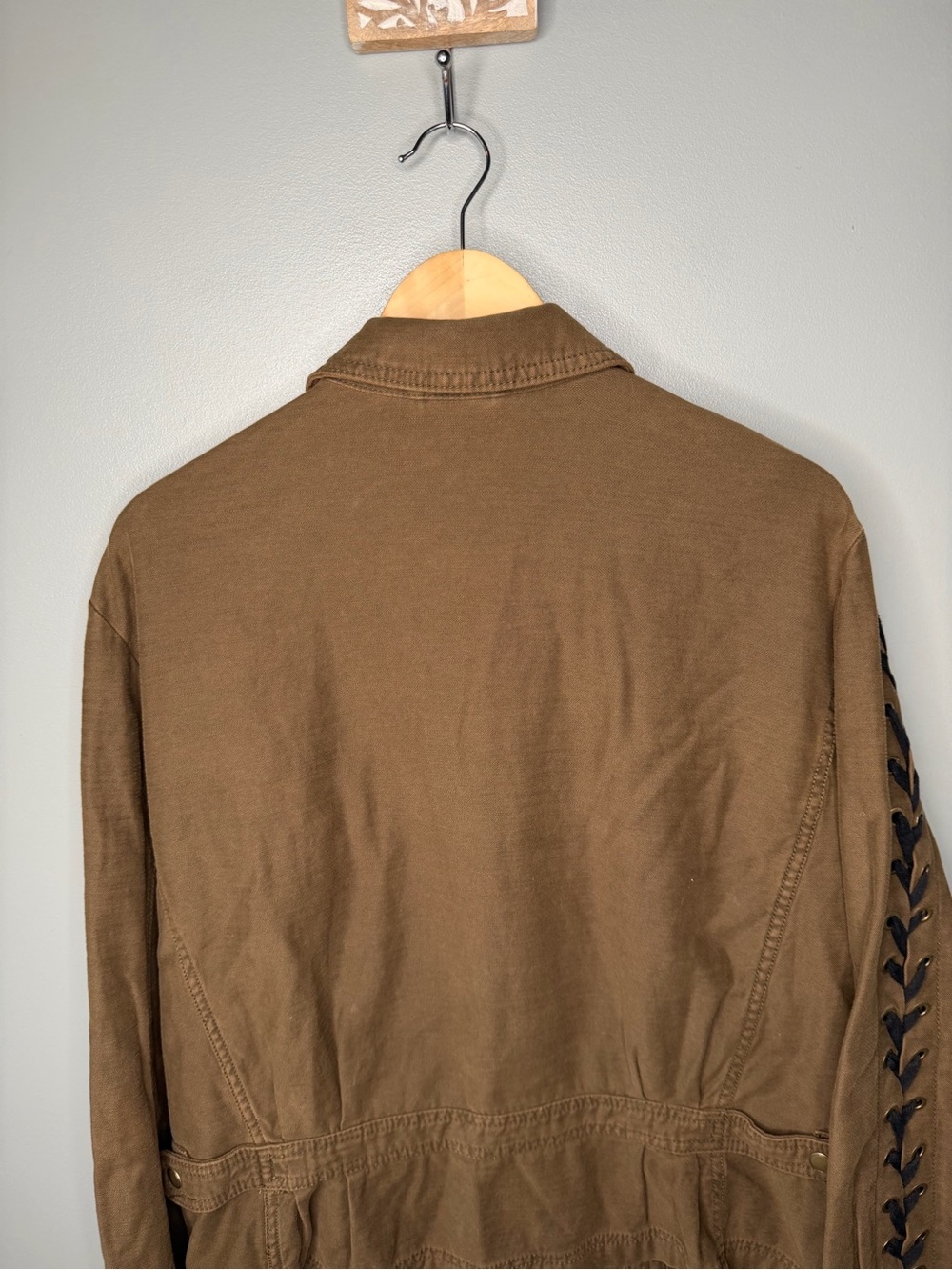 Free People Faye Military Jacket Lace Sleeve Detail - Picture 9 of 14